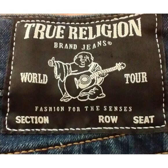 True Religion Ricky Relaxed Straight Jeans Flap Pockets WORLD TOUR BUDDHA 38x31 - Picture 6 of 9